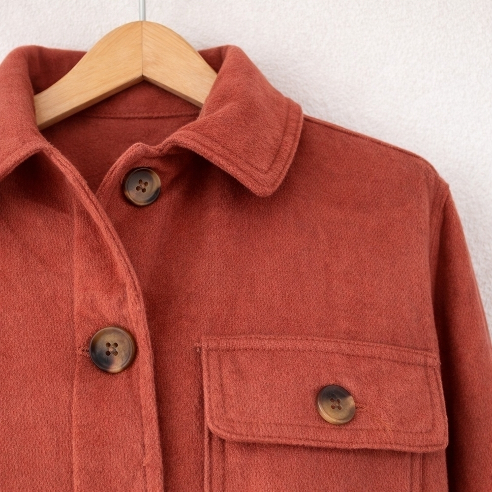 NWT Old Navy Soft-Brushed Utility Shacket Rust – Medium Petite - Picture 5 of 10